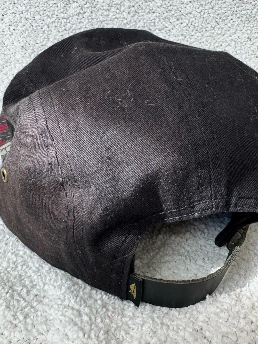 Benny Gold 5 Panel Camp Cap Black Floral Paper Airplane Brim Hat